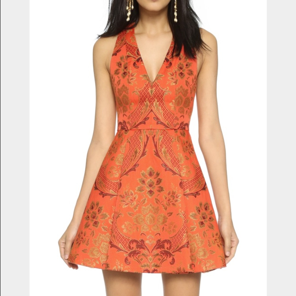 Alice and Olivia | brocade open back dress
